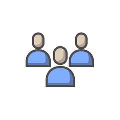 Team work filled line icon on white backgrounds