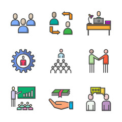 Human resource filled line icon on white backgrounds