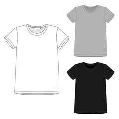 Set of t-shirt design template isolated on white background. White, gray, black colors.