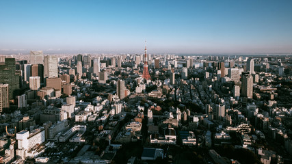 Fototapeta na wymiar Aerial view of Tokyo city view with Tokyo tower