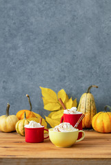Pumpkin spice latte with cream topping