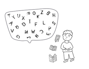 Dyslexia concept Vector sign with stylized letters