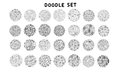 Set of doodle icon. Hand drawn illustration. © Syuzann q