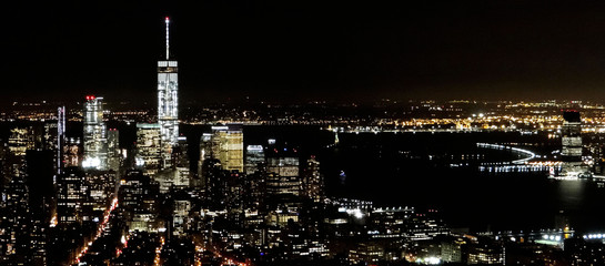 Vue sur Manhattan à New-York de nuit