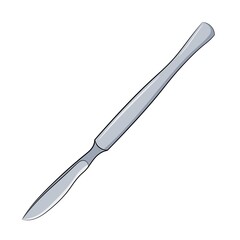 Medical scalpel on a white background. Isolated object of medicine. Medical equipment for the surgeon. Vector illustration - 294417584