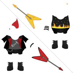 Vecror set rock clothes. Element for cartoon, games, shop, icon, book