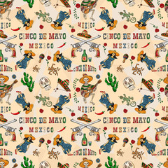 contour color 3 illustration of a seamless Mexican theme for design