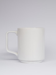 Arrangement with mug on white background