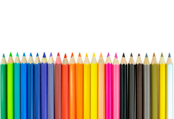 Collection of crayon de couleur for drawing at white background