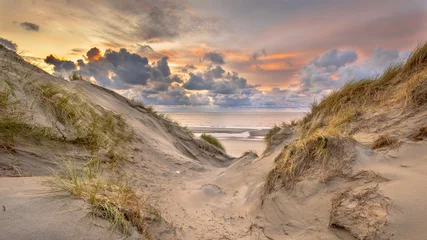 Papier Peint photo Lavable Mer du Nord, Pays-Bas Vue du coucher de soleil sur la mer du Nord