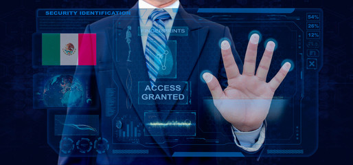 Finger Print Biometric Scanning Identification System. Businessman scan fingerprint biometric...