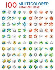 Fototapeta na wymiar Set of geometric abstract snowflake icons and logos