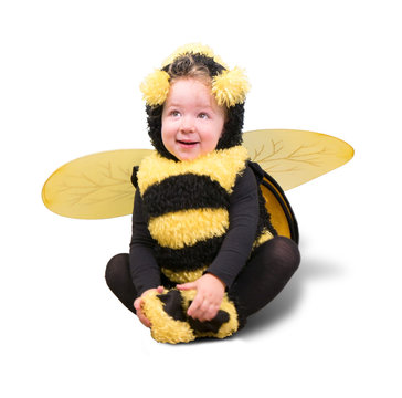 Toddler in Bumblebee Halloween costume