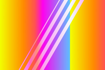 Bright neon geometric background. Fluorescent gradient colors texture. Simple shapes illustration
