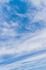 White fluffy clouds in the blue sky in summer