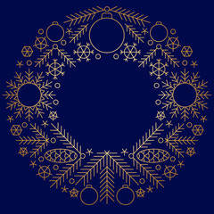 Minimalistic linear Christmas round ornament