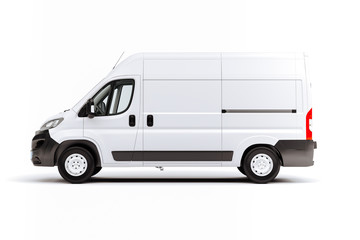 3d render of white van vehicle on white background - obrazy, fototapety, plakaty