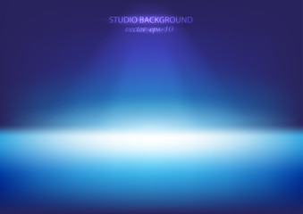 Studio blue background vector .Abstract dark blue gradient background backdrop used for display product.