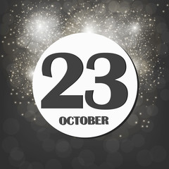 October 23 icon. For planning important day. Banner for holidays and special days. Illustration in black and white colors.