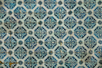 azulejos - old portugal tiles close up background texture