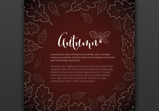 Square Autumn Card Layout with Illustrative Leaves