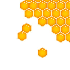 Honeycomb backround. Sweet honey birthday. Healthy eating, diet. Element for logo, game, print, poster or other design project. Vector illustration.