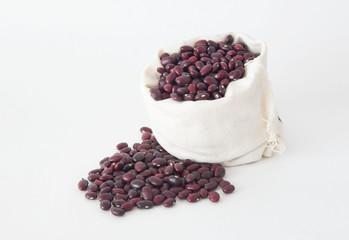 Red beans raw in a bag