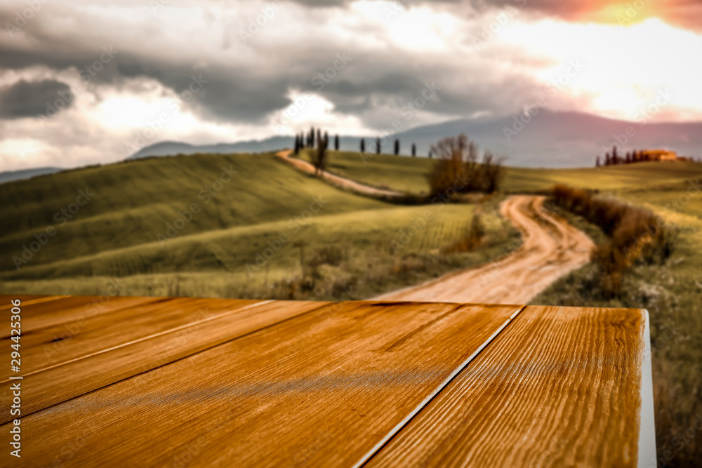 Wall mural autumn landscape of tuscany and fall time. free space for your decoration.