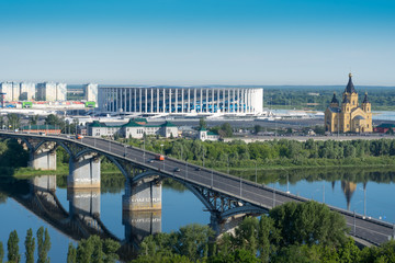 Nizhny Novgorod. Kanavinsky bridge over the Oka river in the city center