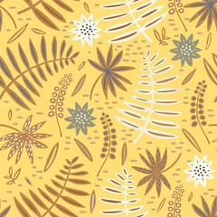 Tropical leaf seamless pattern. Palm leaves vector graphics. - 294426356