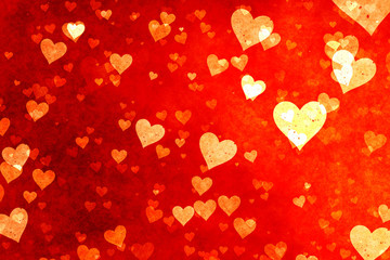 Beautiful confetti hearts falling. Valentine's Day abstract red background with hearts