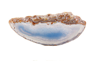 macro mineral stone agate on a white background