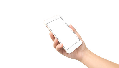 Man hand holding smartphone device touching screen