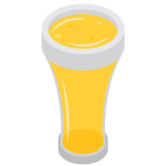 Isometry glass of beer. Oktoberfest 2020. St. Patrick day. Element for logo, game, print, poster or other design project. Vector illustration.