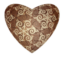 Chocolate candy in the form of heart.