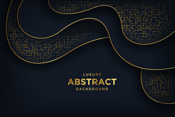 Abstract luxury dark background with a combination glowing golden dots. Overlap modern background
