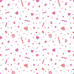 Fun and colorful tribal doodles seamless pattern, colorful hand drawn shapes - great for textiles, wallpapers, banners - vector surface design
