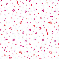 Fun and colorful tribal doodles seamless pattern, colorful hand drawn shapes - great for textiles, wallpapers, banners - vector surface design
