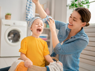 family doing laundry
