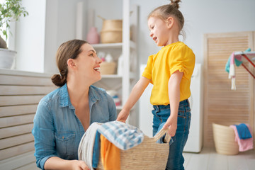 family doing laundry