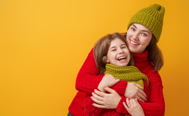 Winter portrait of happy family
