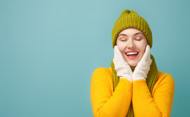 Winter portrait of happy young woman