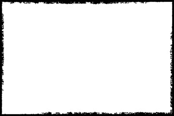 Black frame hand drawn on white background. Paint strokes with a dry brush