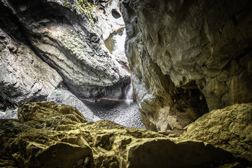beautiful rocky formation of underground cave