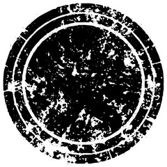 Black round grunge stamp on white background. Paint strokes with a dry brush