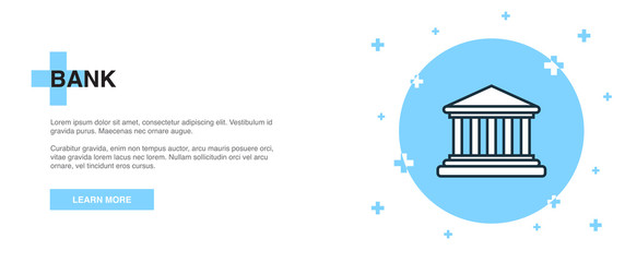 bank icon, banner outline template concept. bank line illustration