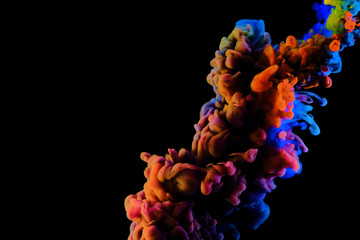 color mix paint splash isolated on white background, Splash of paint. Abstract background,