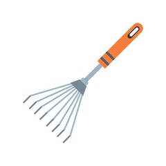 Metal rake icon. Flat illustration of metal rake vector icon for web design