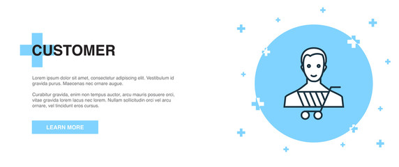 Customer icon, banner outline template concept. Customer line illustration