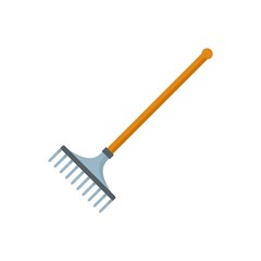 Garden rake icon. Flat illustration of garden rake vector icon for web design